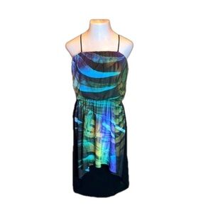 EXPRESS Vibrant Blues & Greens Hi-Low Sundress Size L